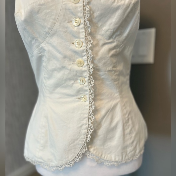 Vintage MaxMara Corset Lace Detail Button Up Tank Top Blouse - Picture 4 of 12